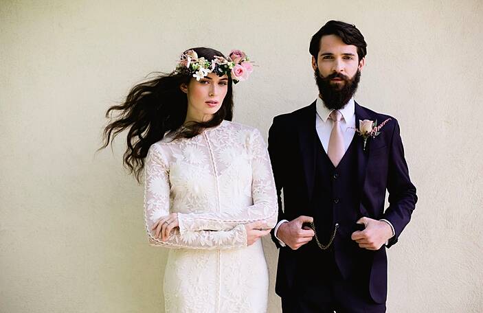 Beautiful bridal fashion by the waterside at Coolbawn Quay