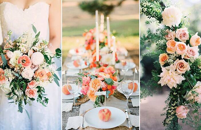 Summer Wedding Flower Trends - Peach Blooms and Foliage