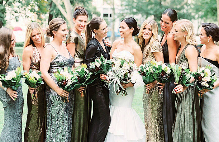 16 Sparkling Bridesmaids Dresses for Winter Weddings