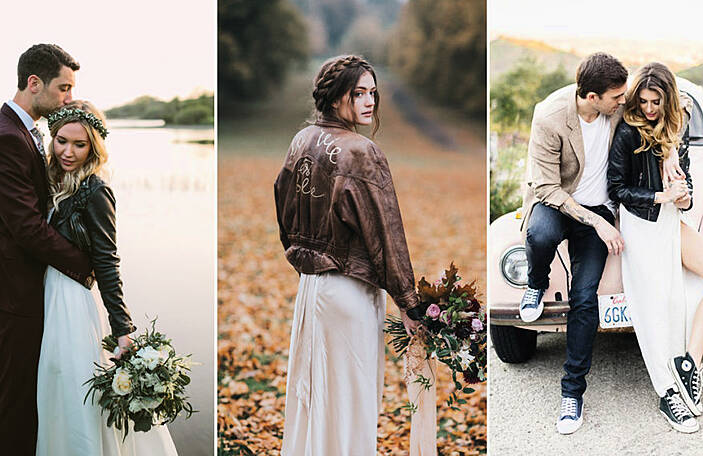Alternative bridal fashion: Leather Jacket Brides