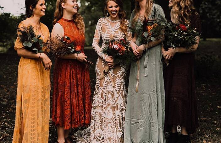 16 mix and match warm, earthy autumn bridesmaid dresses you'll love