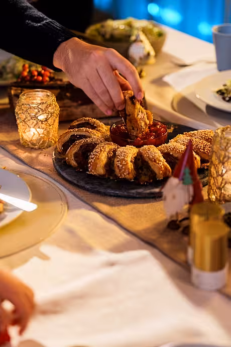 Ham & Gruyere Cheese Wreath with Sprout & Cranberry Salad | DonalSkehan.com