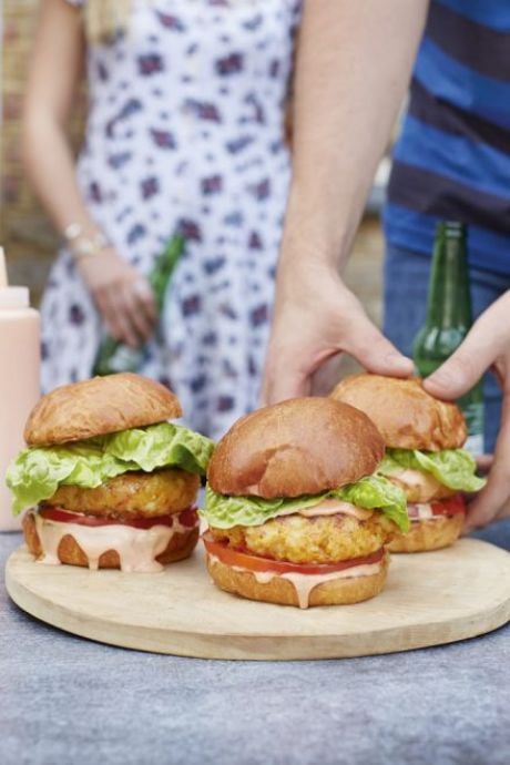 Grilled Prawn Cocktail Burgers | DonalSkehan.com, Terry & George created this very British addition to a summer bbq! 