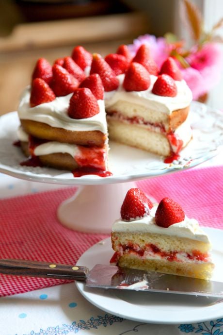 Mega Strawberry Summer Cake | DonalSkehan.com, Perfect with a cup of tea on a summer's day! 