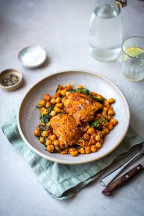 Crispy Chicken with Chickpea Stew | DonalSkehan.com, This recipe is exactly what 5 ingredient dinners is all about!