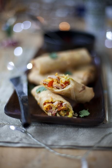 Crispy Ham Spring Rolls with a Soy Ginger Dipping Sauce | DonalSkehan.com, Great way to use up leftovers.