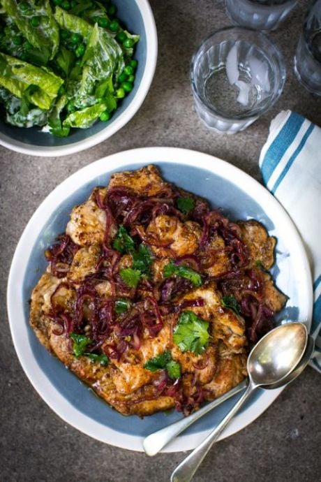 Private: Maple Apple Pork with Garden Pea Caesar Salad | DonalSkehan.com, A generous platter of this pork at any summer occasion will be a welcome addition. Serve it with simply dressed leaves, a roast potato salad or the caesar pea salad below. 