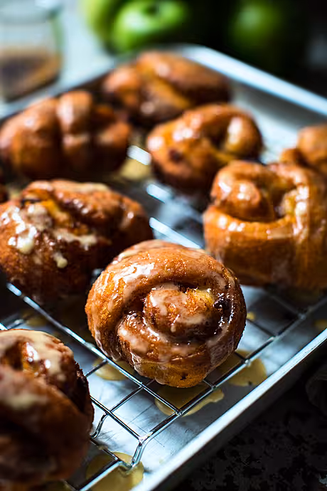 Maple-Glazed Apple Fritters | DonalSkehan.com,  Make the most of Autumn's apples with this cinnamon-spiked bun recipe.