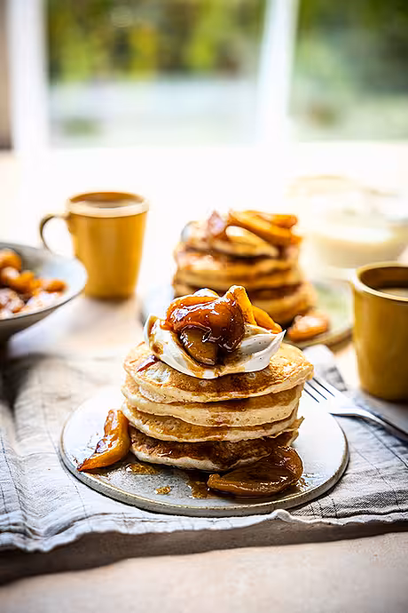 Caramelised Apple Pancakes with Vanilla Mascarpone | DonalSkehan.com
