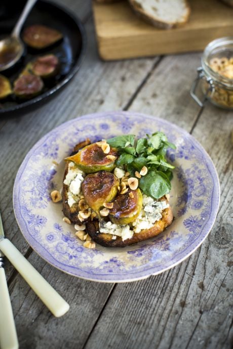 Sourdough Tartine with Blue Cheese & Roasted Honey Figs | DonalSkehan.com, Brilliant dinner party starter.