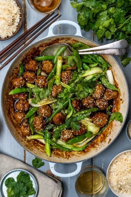 One Pan Sticky Asian Meatballs | DonalSkehan.com, Meatballs all cooked up in one pan for a speedy dinner! 