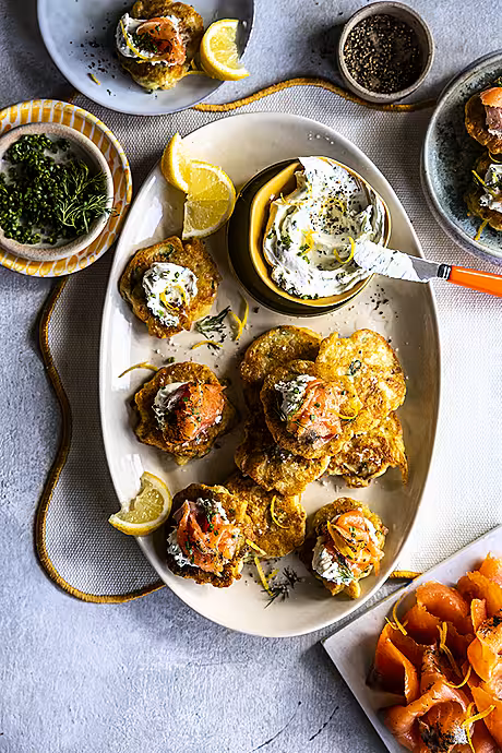 Irish Boxty Style “Blini” with Cream Cheese, Smoked Salmon & Chives | DonalSkehan.com