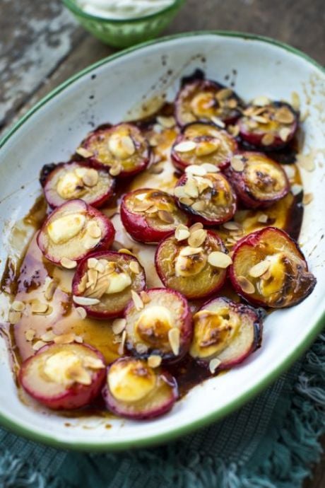 Baked plums with Honey Whipped Mascarpone | DonalSkehan.com, The simplest of desserts but a total crowd pleaser. 