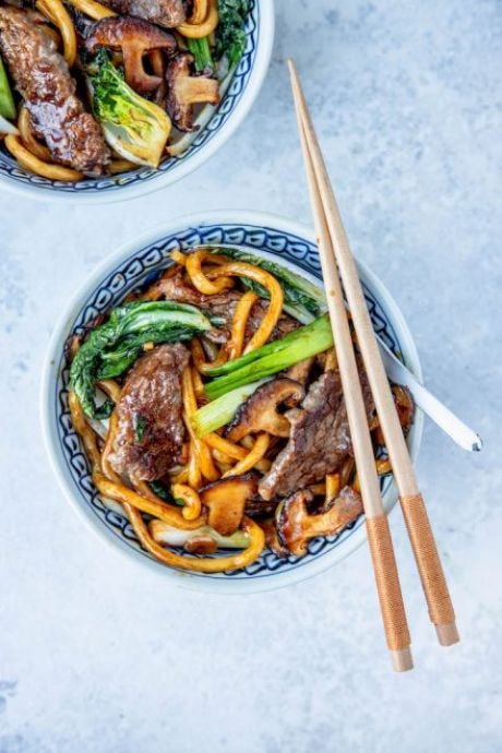 Beef Noodles with Shiitake Mushrooms & Bok Choy | DonalSkehan.com