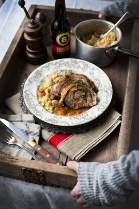 Beer Braised Shoulder of Lamb with Butter Bean Mash | DonalSkehan.com,  A great alternative to a Sunday roast. 
