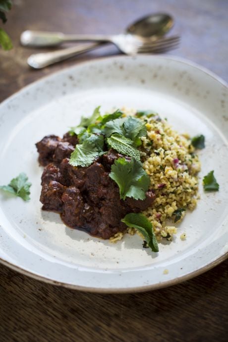 Moroccan Goat Tagine with Bulgur Wheat Salad | DonalSkehan.com, Perfect midweek dinner. 