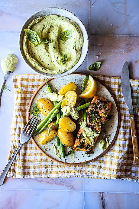 Lemon & Dill Salmon with Green Goddess Dressing | DonalSkehan.com