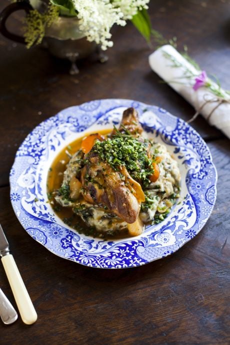 Braised Connemara Hill Lamb Shanks with Nettle Mash | DonalSkehan.com, A delicious summer meal. 