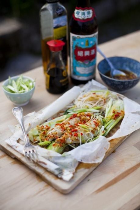 Teriyaki Mackerel Steam Parcels with Bok Choy and rice noodles | DonalSkehan.com, This has to be one of the easiest and most exciting ways of cooking a fish fillet.