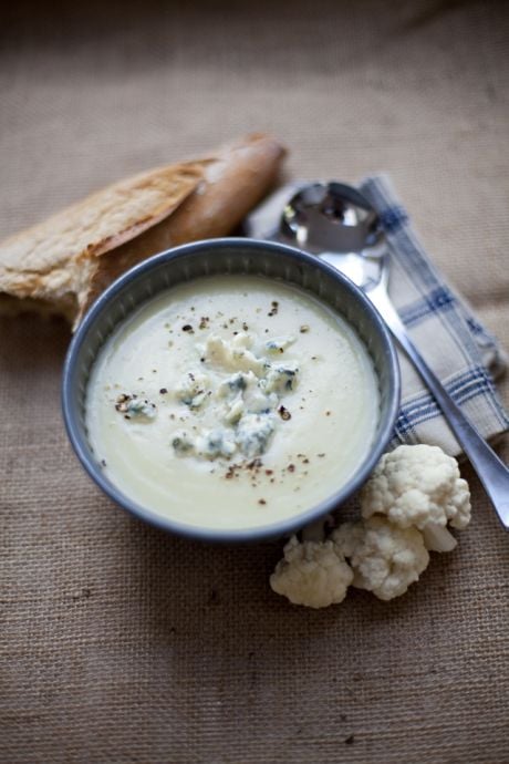Cauliflower and Blue Cheese Soup | DonalSkehan.com, A warming vegetarian soup, perfect on a chilly day. 
