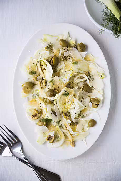 Shaved Fennel, Parmesan & Olive Salad | DonalSkehan.com, A light & simple Italian salad.