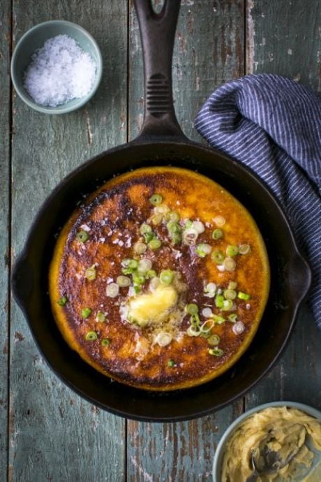 Cornbread with Maple Butter & Spring Onions | DonalSkehan.com, My take on the American Hoecake.