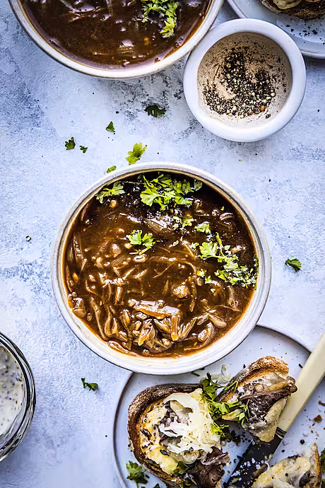 Irish Onion Soup with Reuben Cheese Toasties | DonalSkehan.com