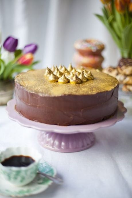 Gold Dust Chocolate Cake | DonalSkehan.com, A perfect chocolate celebration cake!