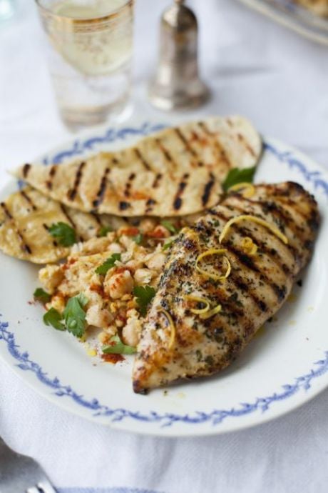 Lemon and Mint Griddled Chicken with Spiced Chickpeas and Flatbreads | DonalSkehan.com, One of my go to midweek meals. 