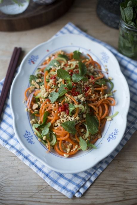Crunchy Cucumber Spiralizer Salad | DonalSkehan.com, A fun, healthy and fresh salad infused with the flavours Asia!