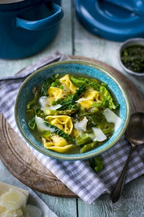 Tortelloni Spring Green Drop Stew | DonalSkehan.com, A 15 minute wonder you'll find yourself making again and again. 