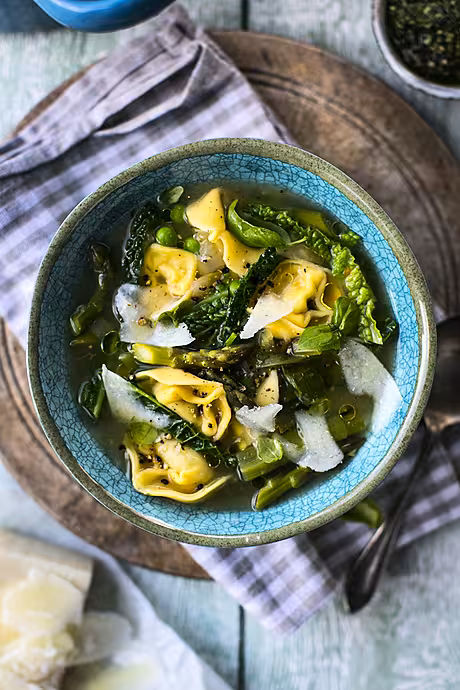 Tortellini Spring Green Drop Stew | DonalSkehan.com, Comforting carbs and nutrient-rich green veg come together to make a brilliant 15-minute meal.