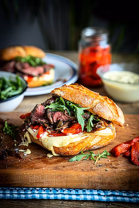 Steak Sandwich with Scamorza, Roast Red Pepper, Rocket | DonalSkehan.com