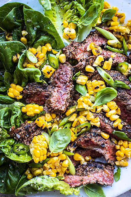 Steak Platter with Basil Butter Corn & Baby Gem | DonalSkehan.com