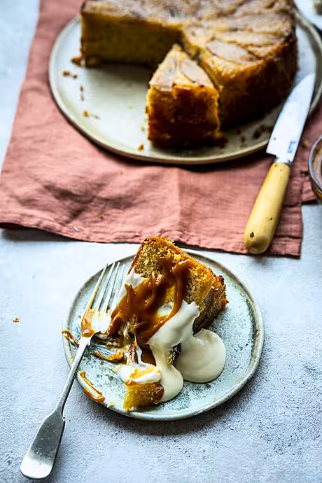Sticky Apple Cake with Creme Normande | DonalSkehan.com