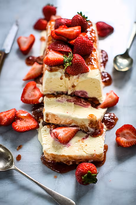 Strawberry Semi Freddo | DonalSkehan.com, The perfect make ahead dessert.