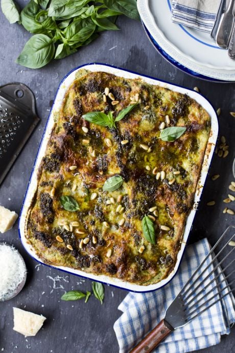 Green Bean, Potato & Pesto Lasagne | DonalSkehan.com, This might be a vegetarian alternative to traditional lasagne but the meat eaters won't be complaining when you serve this up!