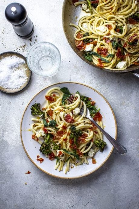 Roasted Broccoli, Crispy Prosciutto & Sage Brown Butter Pasta with Goats Cheese | DonalSkehan.com