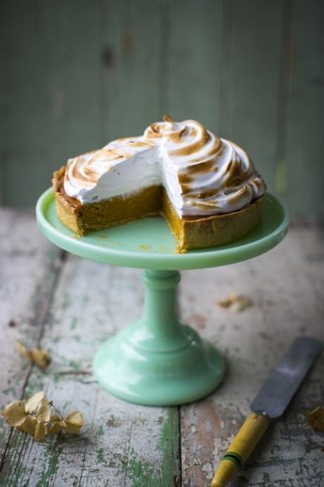 Spiced Pumpkin Pie with Maple Torched Meringue | DonalSkehan.com, A classic pumpkin pie with a fun twist! 