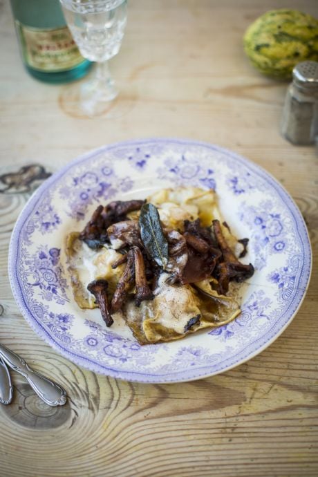 Roasted Pumpkin & Ricotta Ravioli | DonalSkehan.com, A celebration of pumpkin and mushrooms - this homemade pasta recipe is Autumn on a plate.