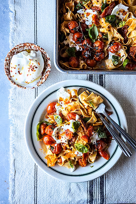 Roasted Tomato & Burrata Pappardelle | DonalSkehan.com