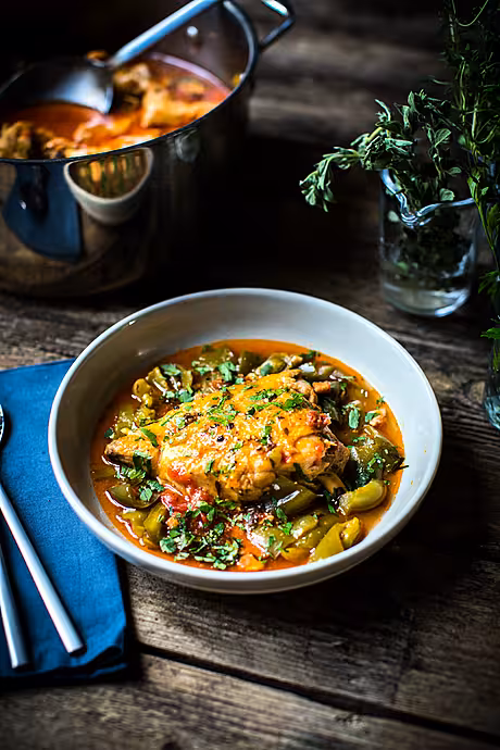 Pollo Alla Romana | DonalSkehan.com, A rich and comforting Italian-style chicken stew recipe.