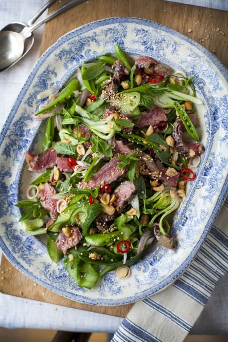 Griddled Beef & Mint Salad with Toasted Rice & Peanuts | DonalSkehan.com, Brilliant summer sharing dish! 