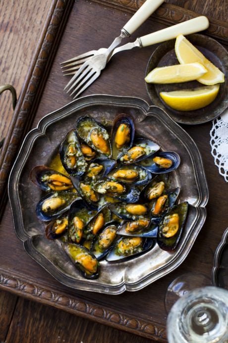 Stuffed Mussels with Garlic | DonalSkehan.com, Best enjoyed with crusty bread on a warm summer's evening!