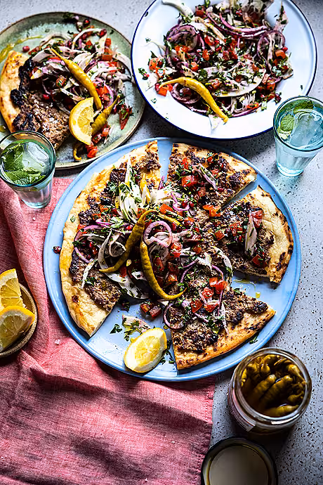Turkish Lamb Flatbreads, Parsley, Shaved Fennel & Red Onion Salad | DonalSkehan.com