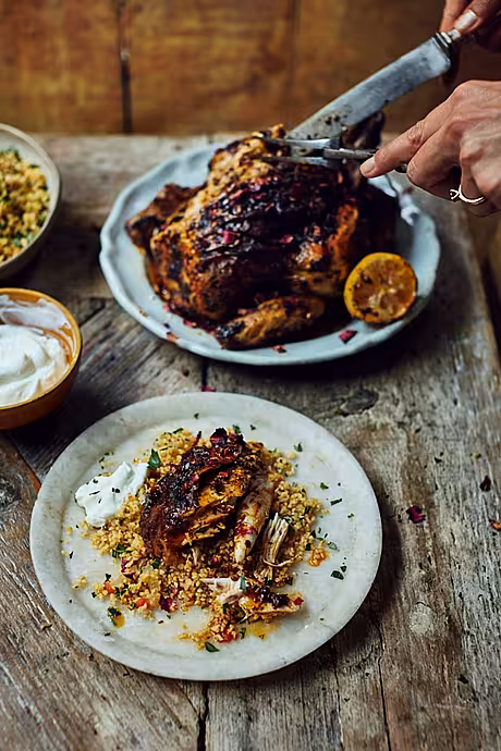 Roast Harissa Butter Chicken & Cracked Wheat | DonalSkehan.com, Perfect family food from Stirring Slowly by Georgina Hayden.