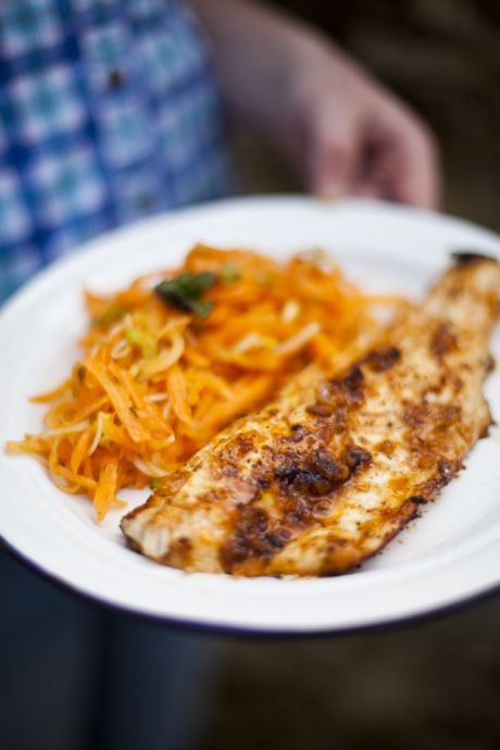 Harissa Fish with Carrot, Mint and Spring Onion Salad | DonalSkehan.com, The perfect light lunch!
