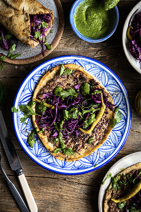 Lamb Mince Flatbreads, Zhoug & Pickled Slaw | DonalSkehan.com