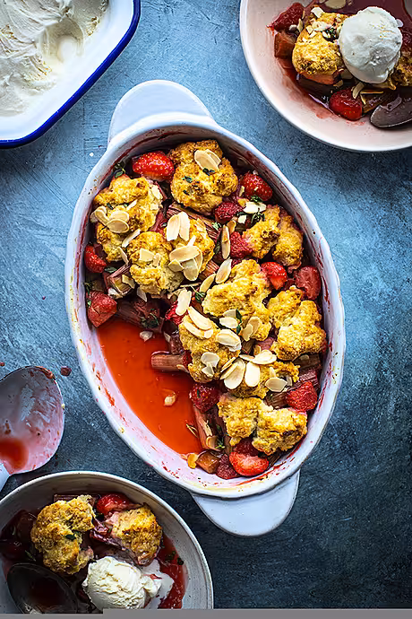 Strawberry, Rhubarb and Thyme Cobbler | DonalSkehan.com