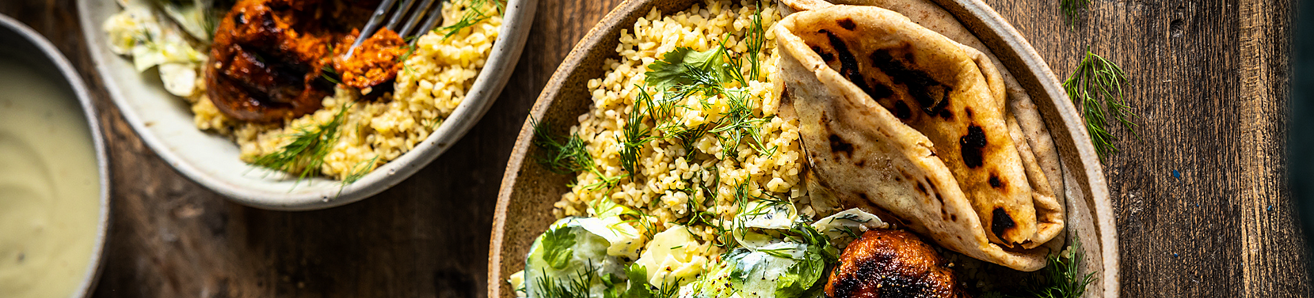 Cover - Harissa Lamb Meatballs with Bulgur & Garlicky Yoghurt Veg